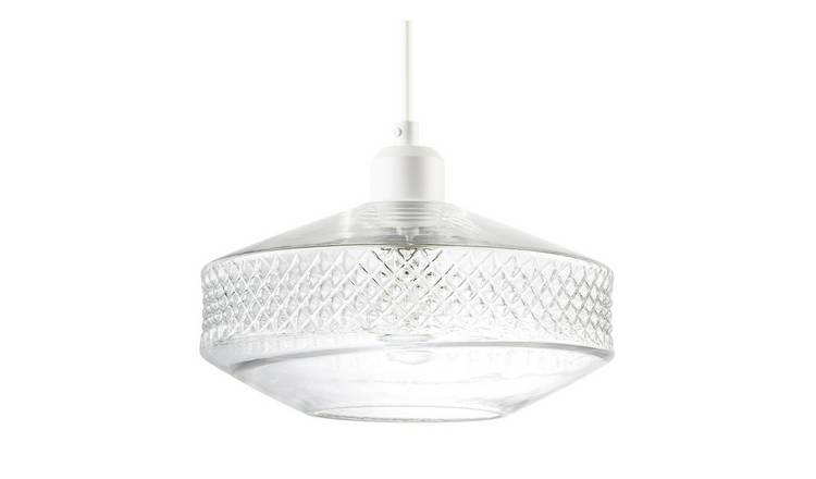 Happy Homewares Clear Glass with Strip of 3D Shaped Pendant Shade - 25cm