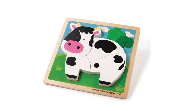 Bigjigs Toys Chunky Lift Out Cow Puzzle - 10 Months +