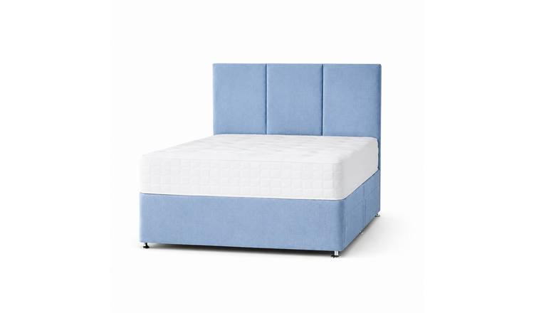 Comfy Deluxe 4ft Small Double  2 Drawer Plush Velvet Divan Bed Set -  Sky Blue