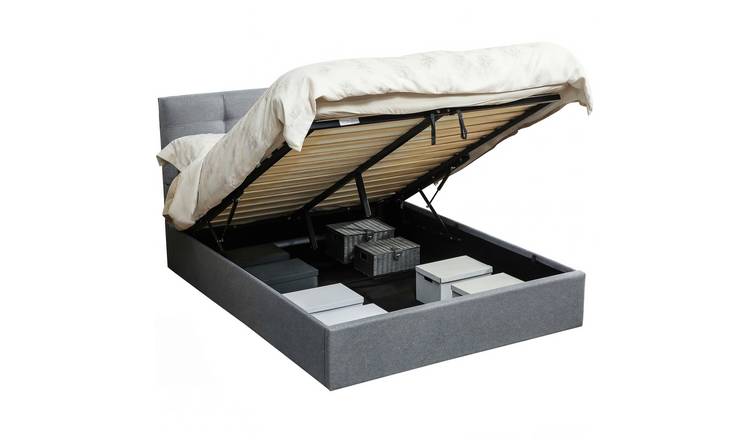 HOMCOM 5ft King Ottoman Bed Frame with Gas Lift and Tufted Headboard - Grey