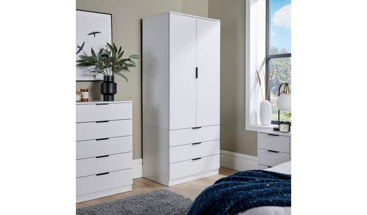 Home Source Phoenix 2 Door 3 Drawer Wardrobe - White