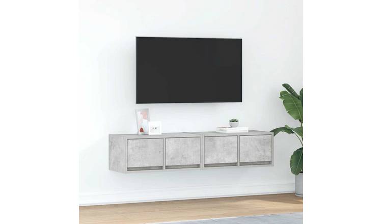 Walplus 2 Piece Engineered Wood TV Cabinet - Concrete Grey - 60 x 31 x 25.5 cm