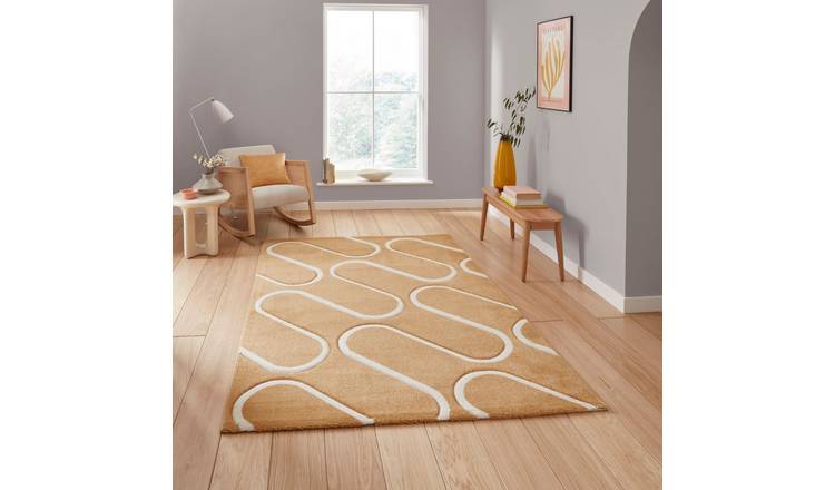 Mega Flooring Orange Modern Geometric Rug - 80 x 150cm