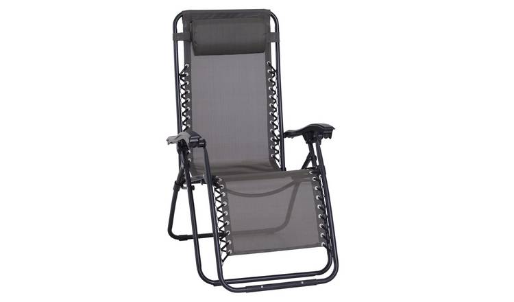 Outsunny Foldable Reclining Garden Sun Lounger Zero Gravity - Grey