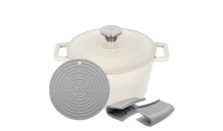Argon Tableware Round Cast Iron Casserole Dish - Pebble Gloss