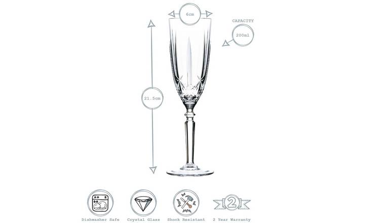 RCR Crystal Orchestra 6 Piece Champagne Flutes Glasses Set - 200ml