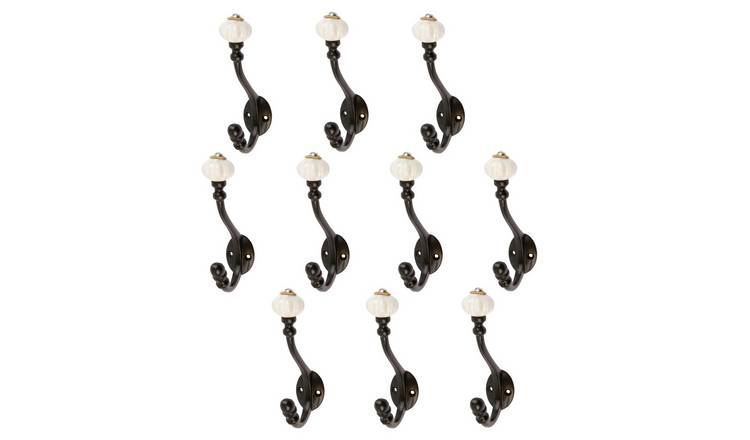 Hammer & Tongs Ceramic Flower Hat & Coat Hook - Pack of 10