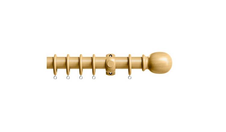 New Edge Blinds 28mm Light Ash Classic Wooden Curtain Poles Set - 120cm