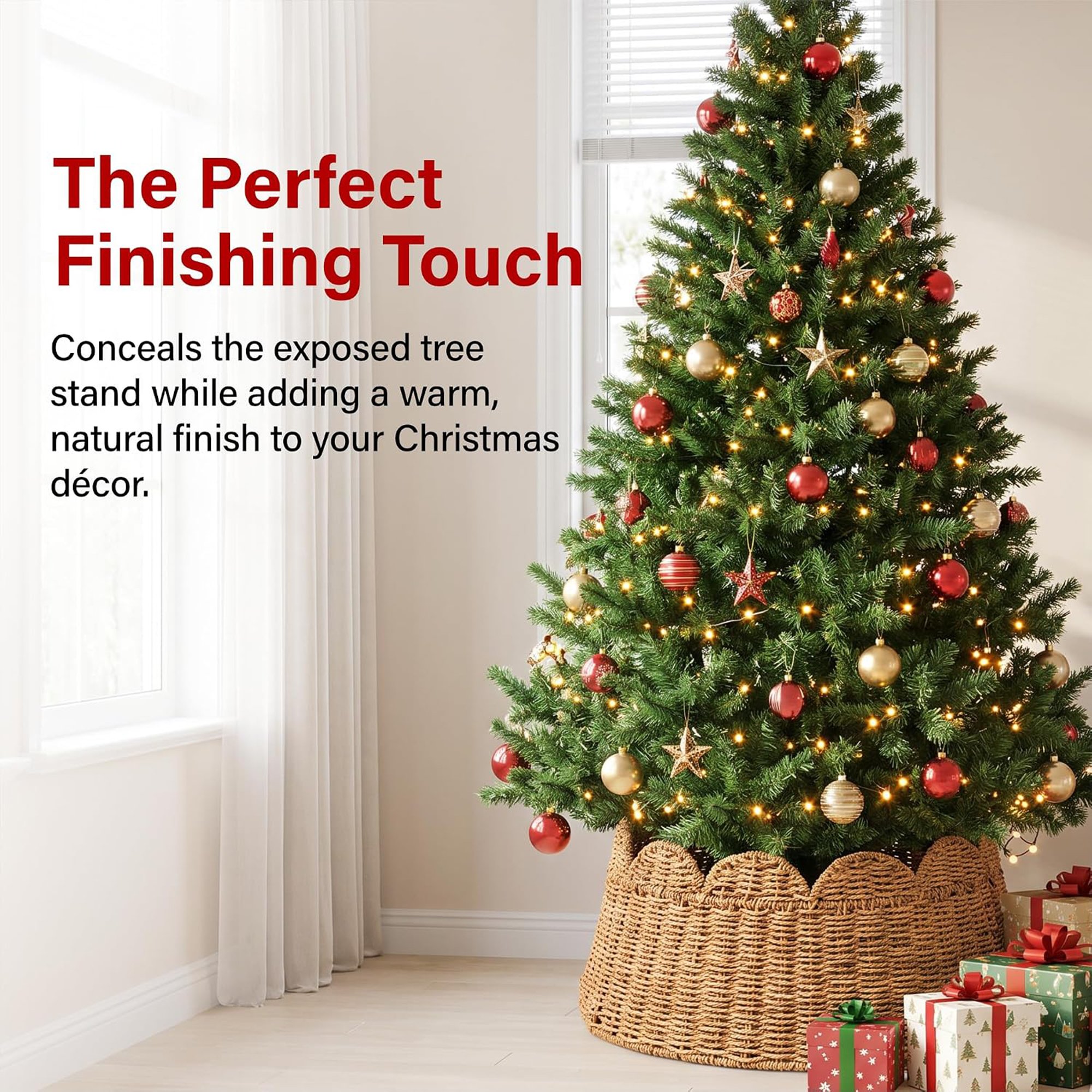 My Christmas Rattan Tree Skirt with Scalloped Edge - Image 3