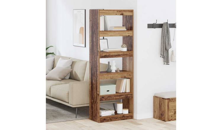 Walplus 5 Tier Engineered Wood Book Cabinet - Dark Wood - 60 x 30 x 166 cm