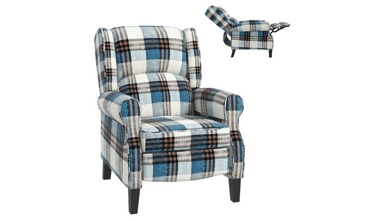 HOMCOM Wingback Recliner Armchair with Round Armrests - Blue