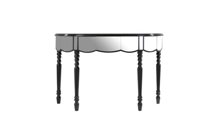 Orsina Tiffany Mirrored Console Table – Black and Silver
