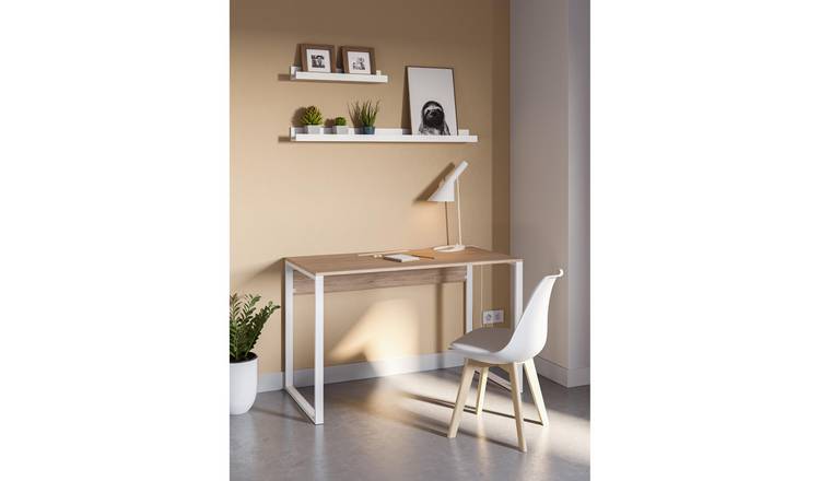 Decortie Inna Particleboard Top Metal Frame Desk - Oak & White