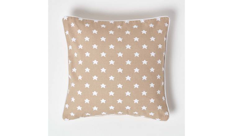 Homescapes Beige Cotton Stars Cushion Cover - 45 x 45 cm