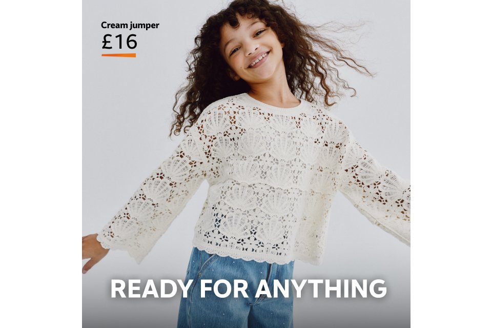 Cream jumper £16. Ready for anything. Shop now.