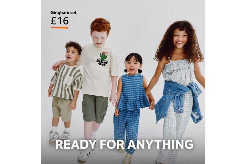 Gingham set £16. Ready for anything. Shop now.