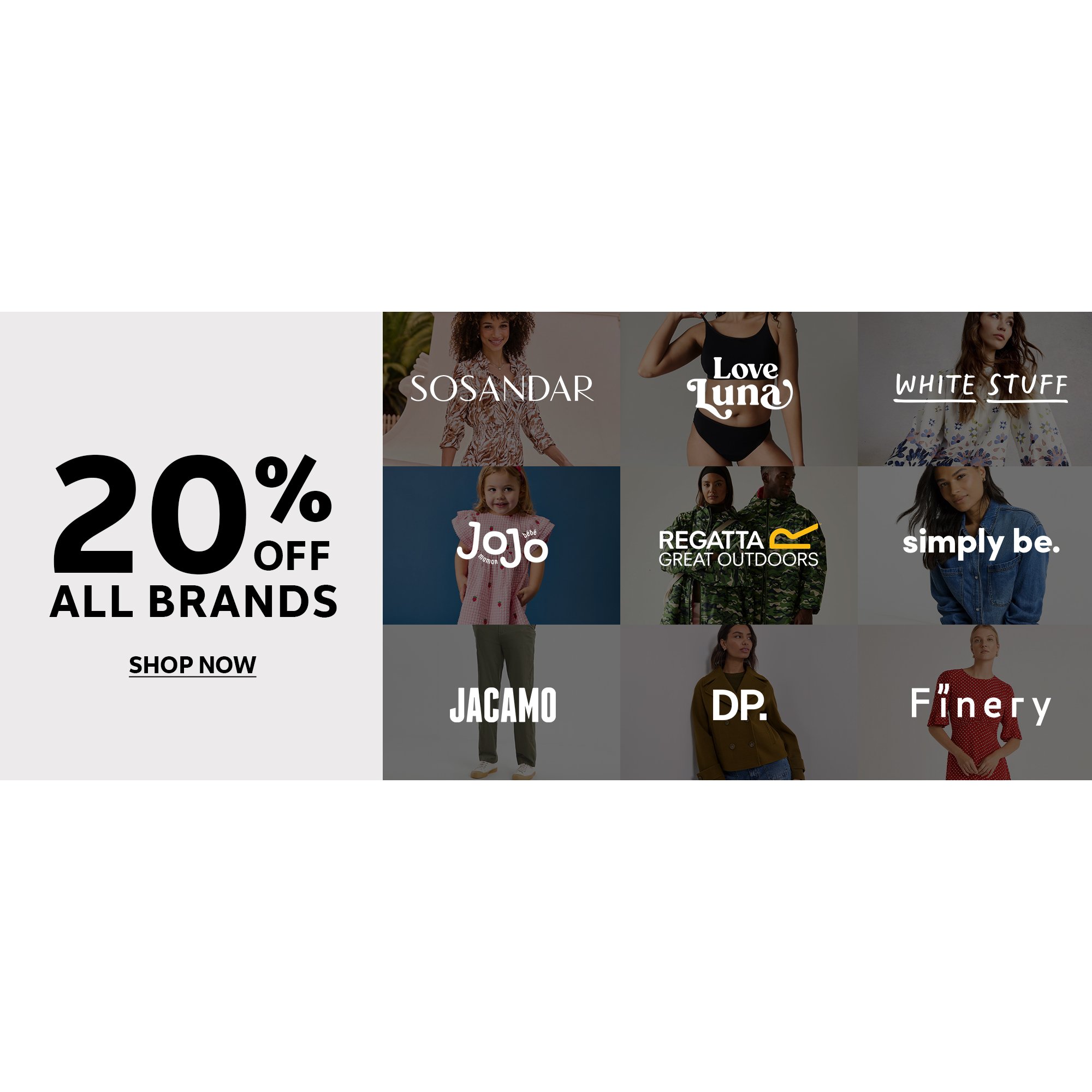 20% all off brands. Shop now.