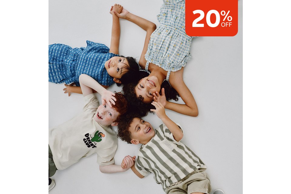 20% off. Shop new kids drop.