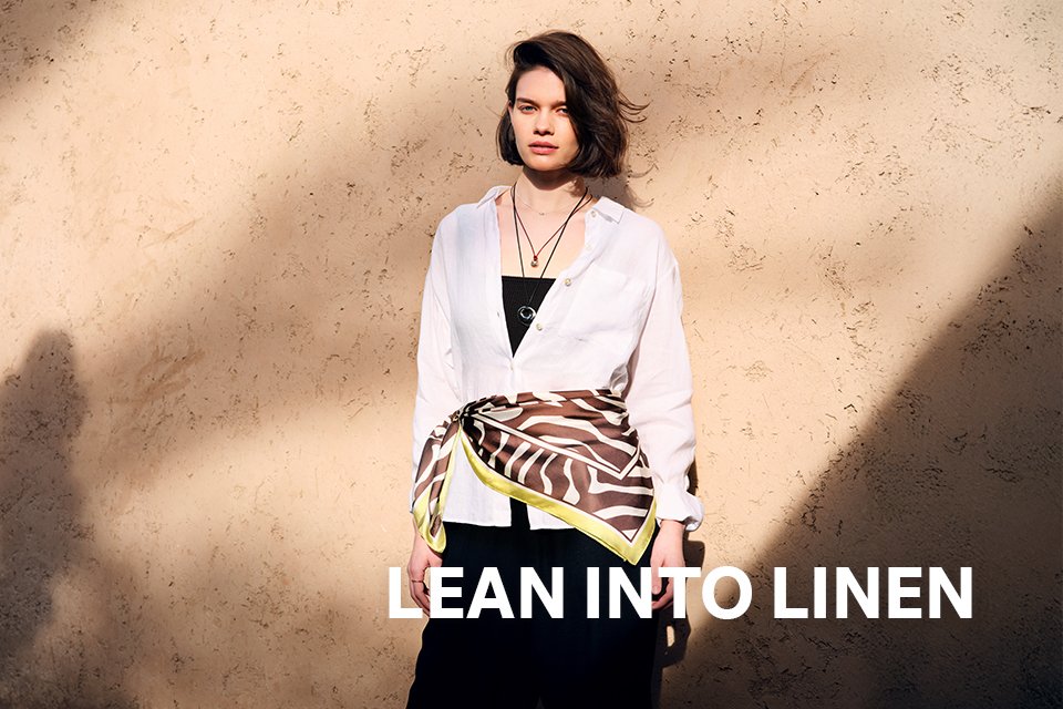 Slip into pure elegance this spring with our minimalist linen. Nail your holiday look with relaxed shirts, lightweight trousers and effortless dresses, perfect for pairing with swimwear or denim for the day to night look. Switch it up from fresh white to earthy neutrals and rich blue.