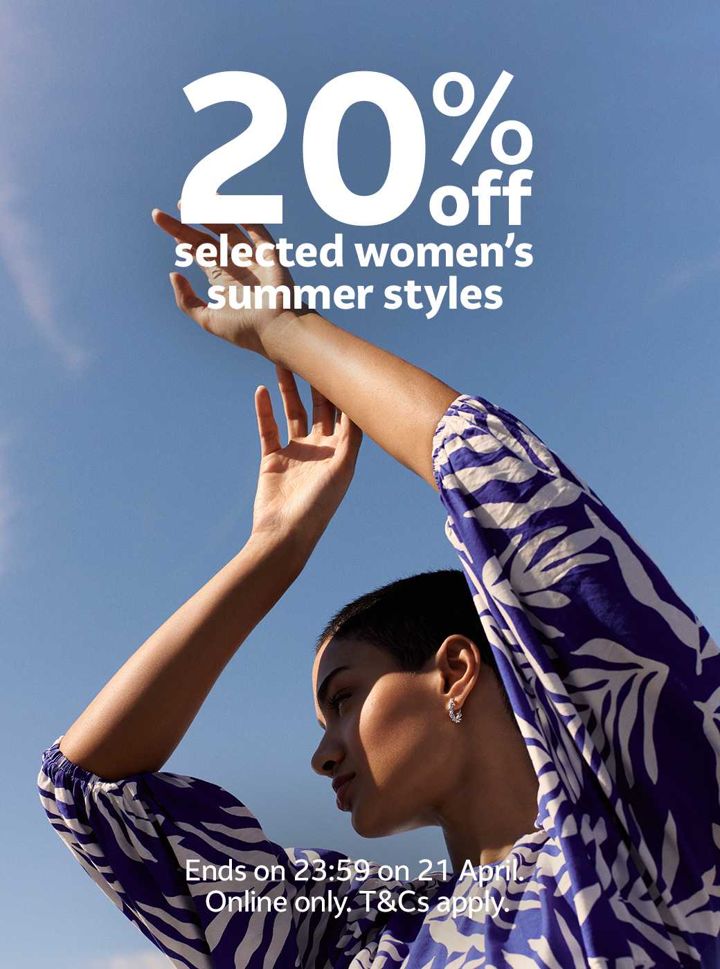 20% off selected women's summer styles. Shop womens.