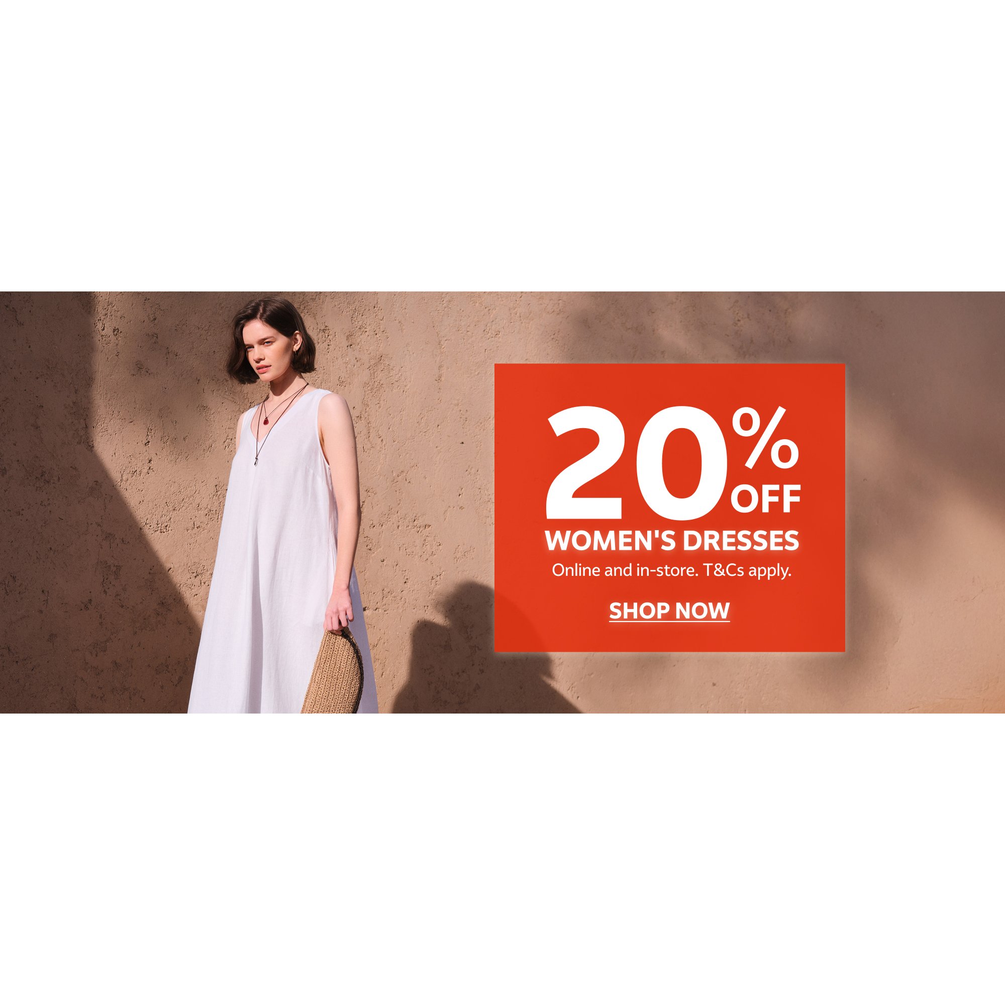 20% off tu women's dresses. Online and in-store. T&cs apply.