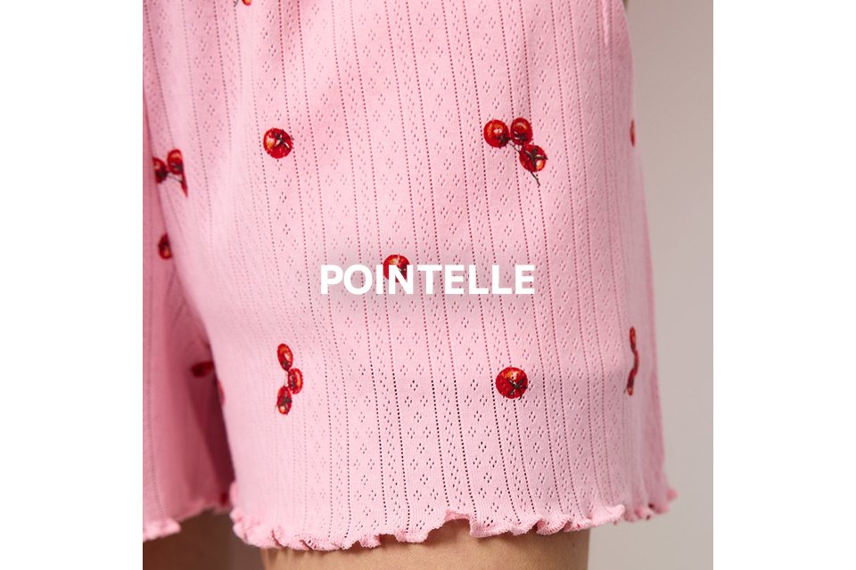Pink pointelle fabric detail with delicate texture for women nightwear.