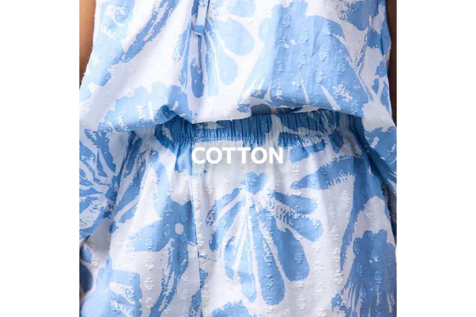 Blue cotton pyjama set with soft breathable fabric – comfortable women’s nightwear.