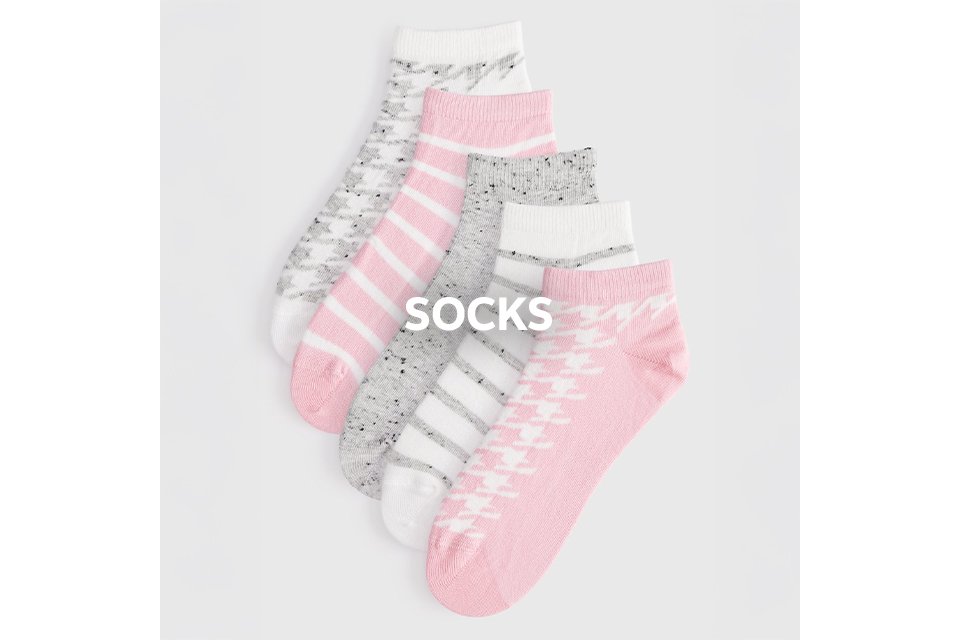 Women’s cotton socks multipack in pink and grey – soft comfortable everyday essentials.