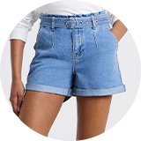 Denim shorts.
