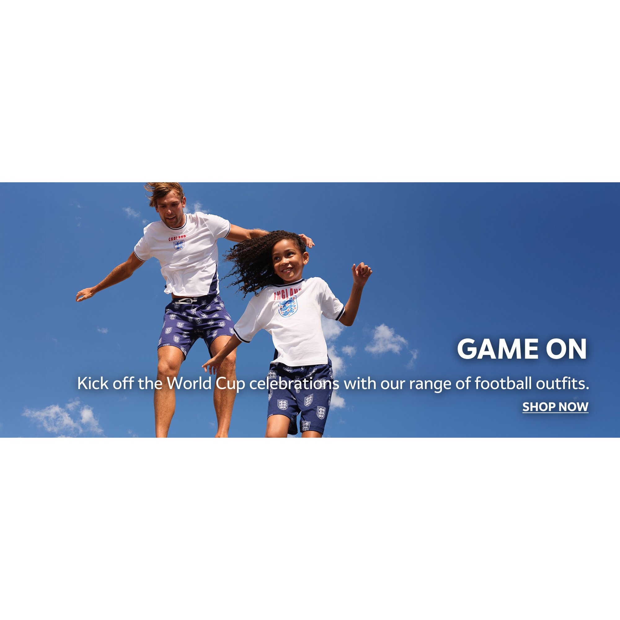 Game on. Kick off the world cup celebrations with our range of football outfits.