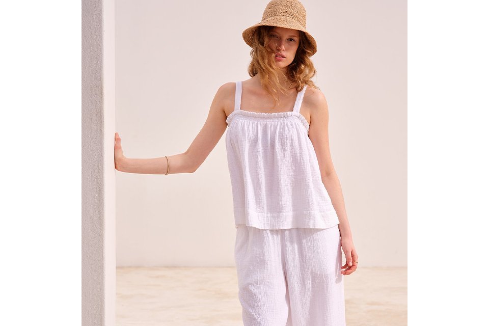 Light-coloured jacket styled with casual separates, reflecting trending spring outfits seen on social media.