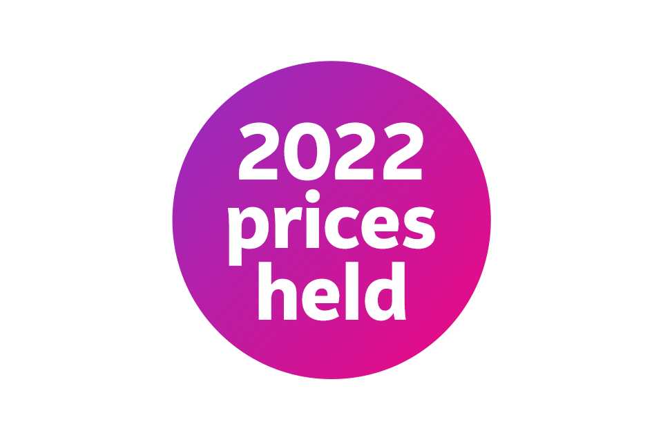 2022 prices held.