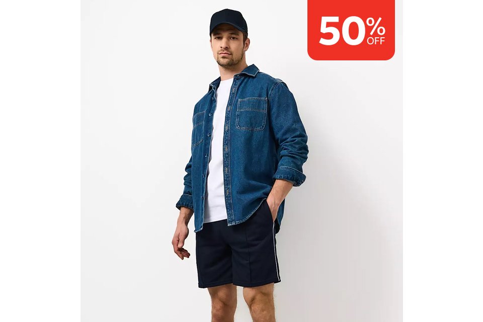 50% off. Men's sale.