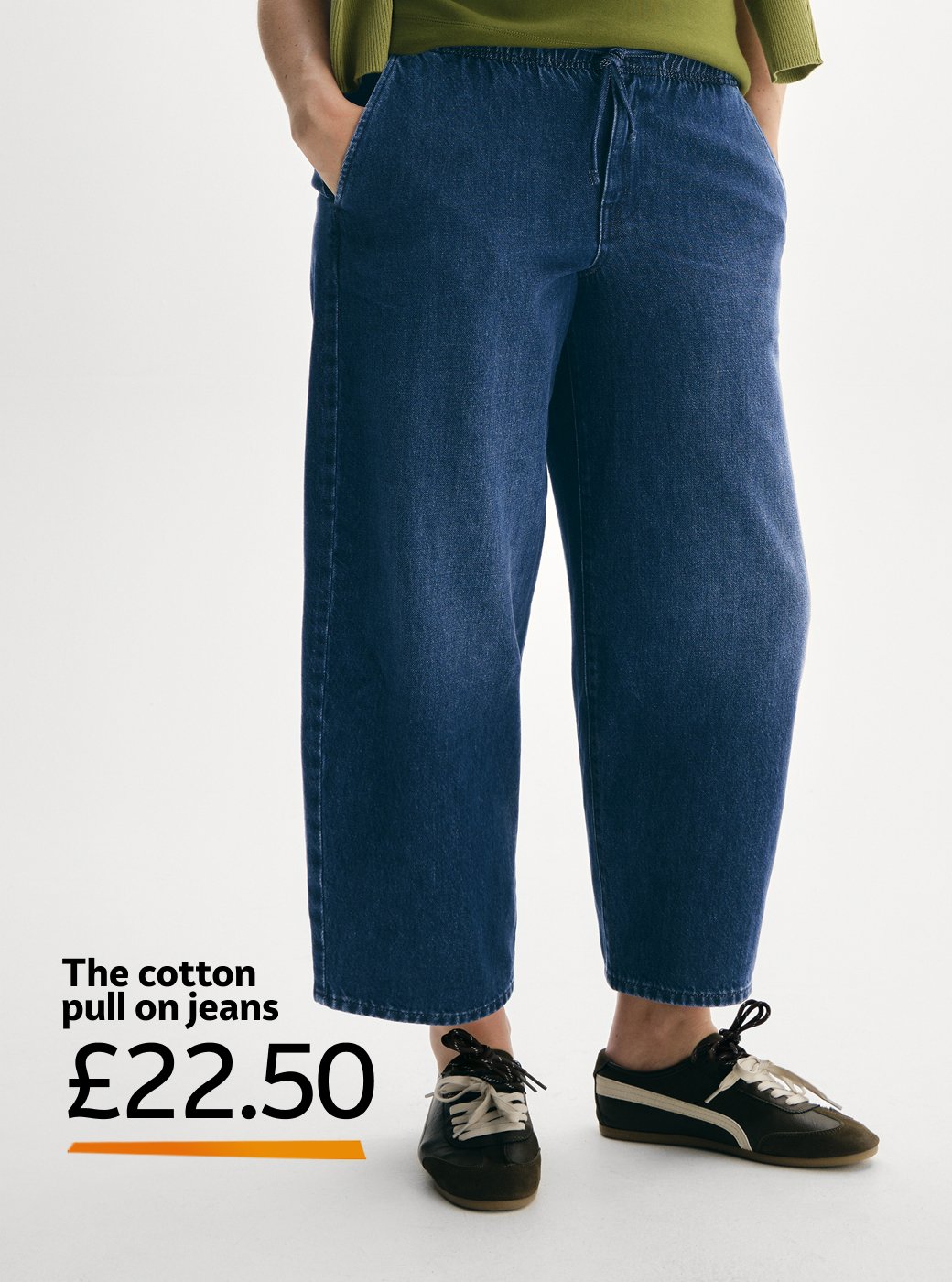 The cotton pull on jeans £22.50. Autumn shop.
