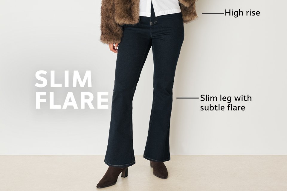 Slim Flare fit jeans.