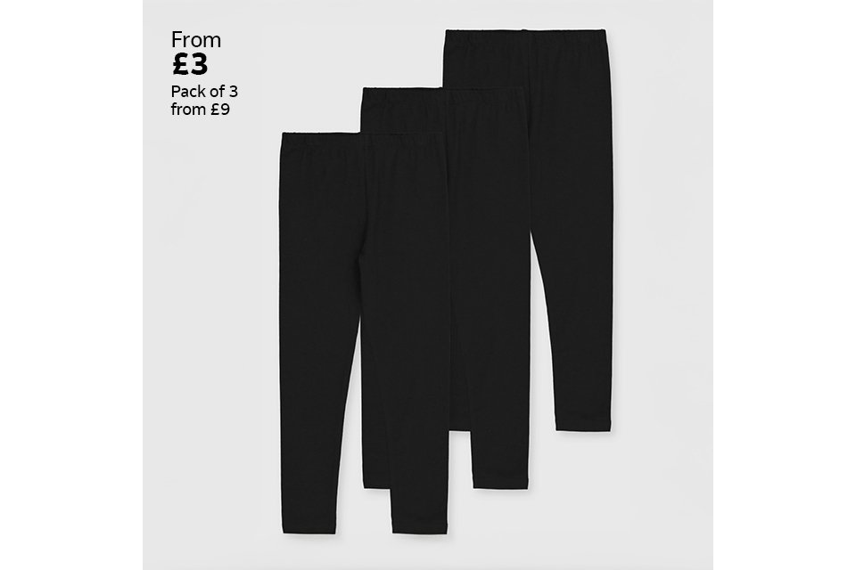 From £3 pack of 3 from £9. 3 pack leggings.