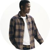 Men's checked overshirt for transitional dressing.