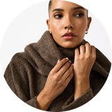 Brown scarf-style coat with wide lapels.