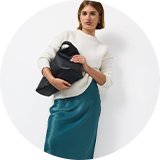 Satin skirt – elegant Christmas party outfit.