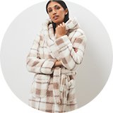 Soft fluffy dressing gown for cosy winter evenings and festive mornings.