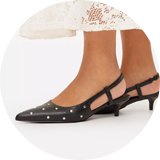 Low-heeled shoes – stylish footwear for party season.