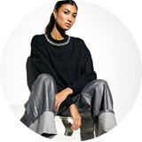 Sparkly collar jumper – cosy yet festive outfit idea.