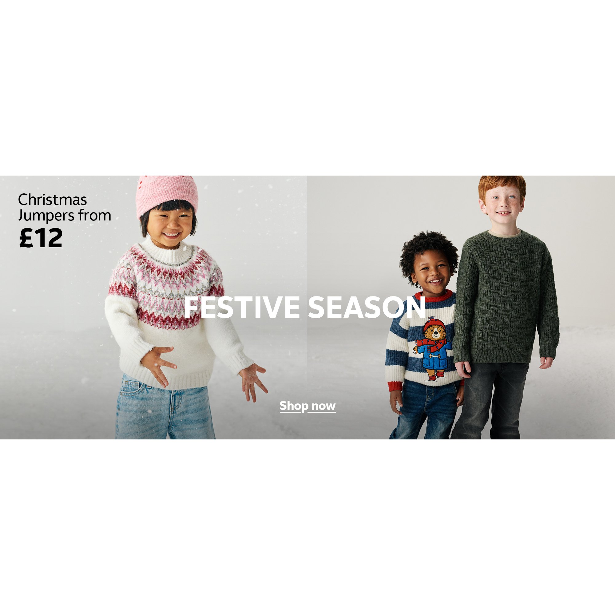 Festive season. Christmas jumpers from £12.