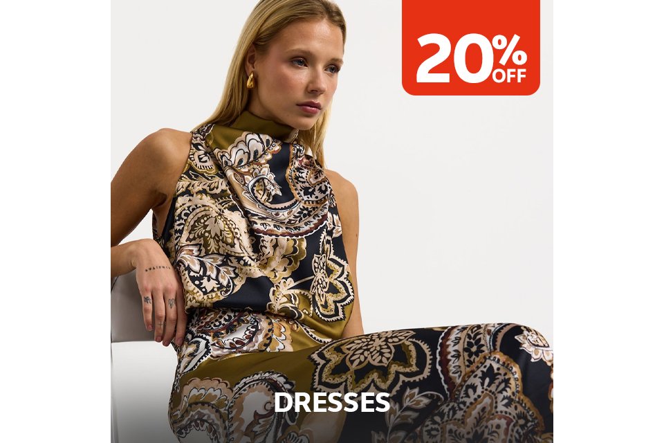 20% off dresses.