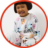 child in pyjamas.