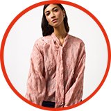 woman in pink shirt.