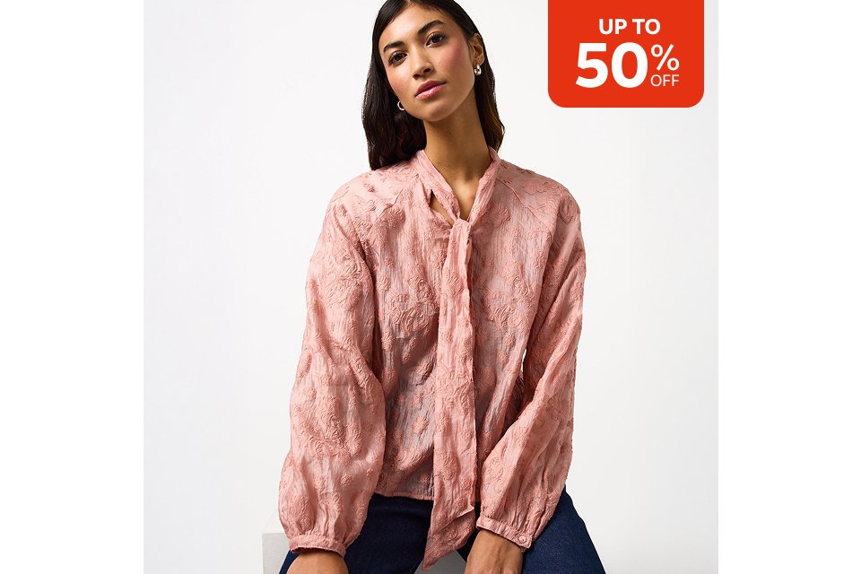 Up to 50% off. Women's tops.