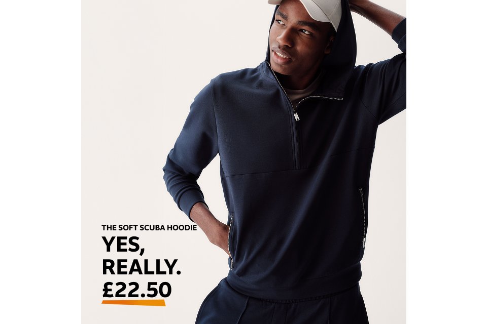 The soft scuba hoodie. Yes, really. £22.50.