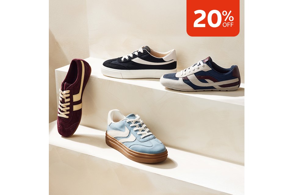 20% off shop all footwear.