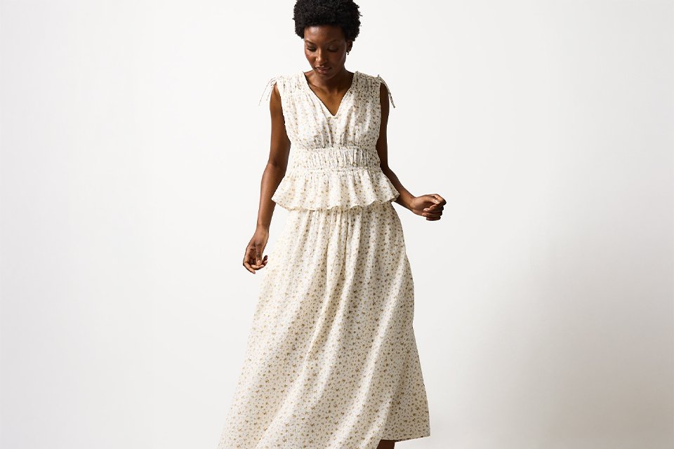 White textured summer dress styled for an elevated holiday outfit from day to evening.